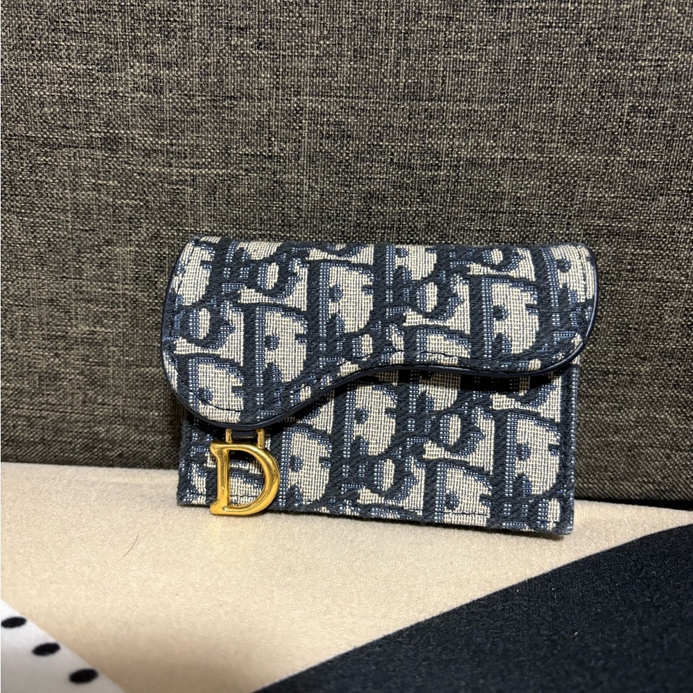 Dior Blue and Cream Monogram Wallet